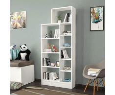 Librería Zerre Shelf, armario de pared - con estantes - para sala de estar, oficina - madera blanca, 75,4 x 22 x 170,8 cm