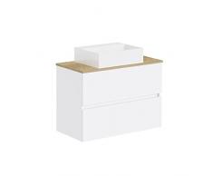 Baikal Conjunto de baño Natura. Mueble de Baño de Fondo Reducido, con Lavabo cerámico sobre Encimera. Mueble Suspendido. Mueble MONTADO. Dos Cajones sin Espejo 80 cm Fondo de 39cm