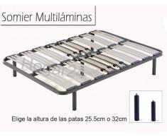 HOGAR 24 Somier Multiláminas con Reguladores Lumbares + Juego De 5 Patas De 32cm, 135x190cm