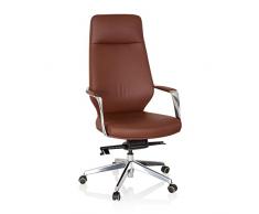 hjh OFFICE 600984 Sillón de Oficina Velvet Piel sintética Marrón, Silla Giratoria, Silla ejecutiva de diseño ergonómico, Altura Ajustable