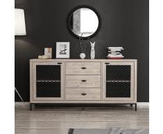 Homemania Móvil Multiusos Zeus con Puertas, Estantes y Cajones, Tablero de Aglomerado de Melamina, MDF, Metal, Madera, Negro, 150 x 45 x 79 cm