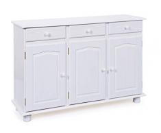 Inter Link Anna 2 Armario Lateral Pino Macizo Lacado Blanco 130 x 87 x 43 cm, Madera
