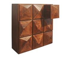 Native Home Cómoda 3D, Nueve cajones, Madera de Mango, Moderno, Aparador, 131 x 128 x 50 cm, Marrón Oscuro
