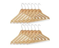 Relaxdays Pack Perchas con Giro de 360 Grados, Madera, Marron, 12 Unidades
