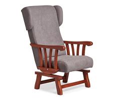 Abuelo a Gusto- Mecedora clásica con apoya-Cabezas y Brazos de Madera de Haya. Ideal para Abuelita/Persona Mayor. Tamaño: 112x56x84 cm. (Cerezo, Gris)