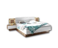 Stella Trading Capri Cama 180x200 con 2 mesillas de Noche e iluminación LED-Dormitorio Completo de Matrimonio en Aspecto de Roble Silvestre, Blanco, Madera de ingeniería, 305 x 96 x 205 cm
