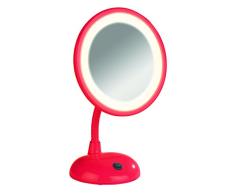 Wenko Espejo de Pie para Cosmética con LED, Rojo, 18x12x22.5 cm