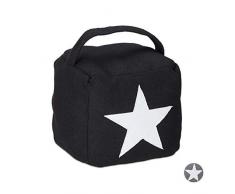 Relaxdays Tope Puerta con Asa, Tela-Arena, Negro, 20 x 15 x 15 cm, poliéster