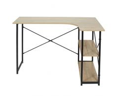 HOME DECO FACTORY HD7109 Escritorio ESQUINERO Job, Metal, Marron/Negro, 120x74x74 cm