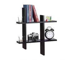 Relaxdays Estantería de Pared con 6 Compartimentos, Madera, Negro, 10x58.5x58.5 cm
