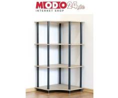 MODO24 Tubo Oficina Estante estantería (Estantería de Esquina Estante Negro 4 Suelos Dedal de 4 W