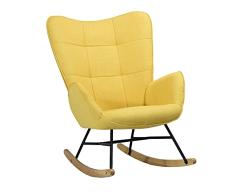 MEUBLE COSY Kelan Yellow Sillón Mecedora Moderna Sillas Relax De Salón Dormitorio Comedor, Tela, Amarillo, 69x84x97cm