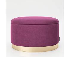 Playbox 677206PU - Puf Ovalado con Espacio de Almacenamiento, Patas de Oro, 60 x 40 x 40 cm
