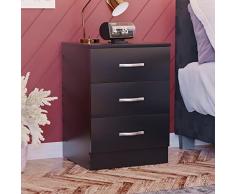 Home Discount Cómoda con 3 cajones en Color Negro con Tiradores y rieles de Metal, con Soporte de cajón único antiarqueamiento, Muebles de Dormitorio Riano, de la Marca