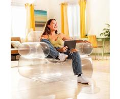 Intex 66502 Sillón Hinchable, Transparente, con Reposa Brazos, Muebles Hinchables, Medidas 109x107x79 cm, Cómodo Capacidad para 1 Persona, Peso Máx. 100 kg, Fácil de Hinchar, Portátil