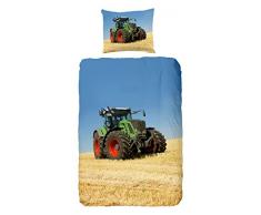 Goodmorning 4208-P - Funda de edredón para niños, diseño de Tractor (100% algodón, 140 x 200/220 cm), Colores Varios