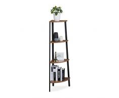 Relaxdays Estantería de Esquina, De pie, Mueble de almacenaje, Vintage, Escalera, 125x48x32 cm, 1 Ud, Negro & Marrón, MDF