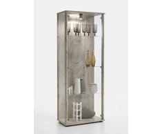 13 Casa Vitrina Cristal C2, 67,5 x 36 x 171 h cm, Roble Claro, nobilitato, Cristal