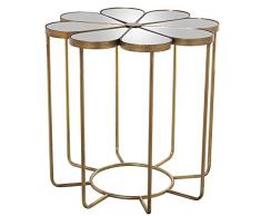 Mesa Auxiliar con Forma de Flor en Metal y Espejo en Dorado 63x61cm
