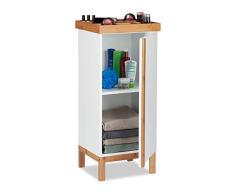 Relaxdays, Blanco, 80 x 35 x 30 cm Armario de pie, Organizador de Joyas o Relojes, Bambú, MDF