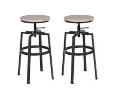 Juego de 2 taburetes de bar silla de desayuno Ajustable con reposapiés, Adecuado para Bares, bistrós, cafeterías, cocinas
