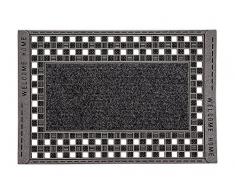 Home2Fashion GridClean XL - Felpudo grande para exteriores para atrapar la suciedad, felpudo de entrada para interiores y exteriores, felpudo de limpieza para suelo, aprox 70 x 46 cm, negro y gris