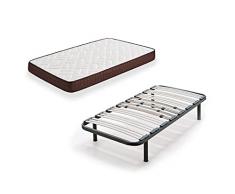 HOGAR24 ES Cama Completa - Colchón Viscobrown Reversible + Somier Multiláminas + 4 Patas de 32cm, 90x190 cm