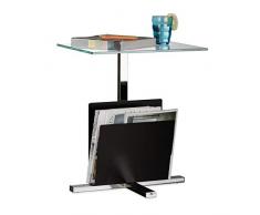 Relaxdays Mesa Auxiliar con Revistero, Acero, Negro/Plateado, 53 X 46 X 36 Cm