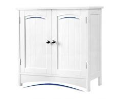 VASAGLE Armario de Baño, Armario del Lavabo, Mueble de Almacenaje, con 2 Puertas, 2 Compartimentos, Balda Ajustable en altura, Resistente a la Humedad, 60 x 30 x 60 cm, Color Blanco BBC01WT