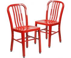 Flash Furniture Muebles Flash Silla Interior y Exterior, Aleación de Acero y plástico, Red, 50.8 x 39.37 x 84.46 cm