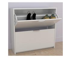 HOGAR24 Zapatero con 2 Puertas (12 Pares),Color Blanco