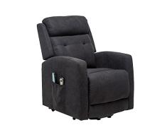 SHIITO - Sillón Reclinable de Masaje con Reposapiés - 101,5 x 88 x 67,5 cm - Modelo Rondo SX - Máximo Relax - Power Lift de Ayuda al Levantarse - Negro