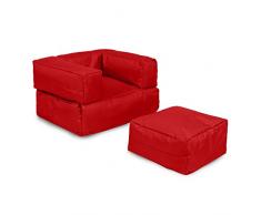 Sillón + puf para niños para exteriores Rojo