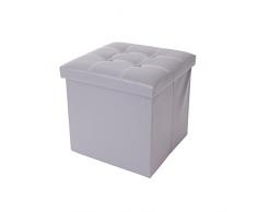 Rebecca Mobili Pouff contenedor, Taburete Cubo, reposapiés Moderno Gris, Oficina salón Dormitorio Muebles hogar - Medidas: 30 x 30 x 30 cm (AxANxF) - Art. RE4635