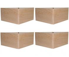 Margot Black Wood ángulo Moderno Juego de 4 Patas de somier, Madera, Barniz Natural, 15 x 15 x 11 cm