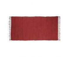 Relaxdays – Alfombra de Corredor con Flecos Rojo 70 x 140 cm 100% algodón Uni Alfombra de salón, Rojo