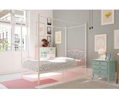 DHP Cama con Dosel de Metal Individual, Blanco