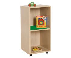 Mobeduc Mueble Infantil Bajo estantería 360, Haya, Haya y Verde Oscuro, 36x40x76.5 cm