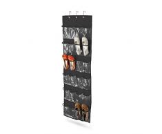 Honey-Can-Do Organizador de Armario para Puerta de Bolsillos, Acero Inoxidable, Negro, 3.81x27.94x27.30 cm