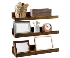 EXYGLO Estante de Pared de Madera rústica, estantes Marrones para Sala de Estar, Dormitorio, Cocina, baño, Ahorra Espacio en el hogar, Juego de 3
