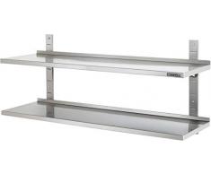 Casselin Estantería de Pared de Acero Inoxidable Disponible en 8 tamaños Diferentes, 2 estantes, tamaño: 600 x 355 x 530