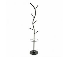 Versa Perchero de pie Negro, Metal Lacado, 185 x 30 x 30 cm