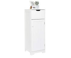 Meerveil Armario Inferior para baño, Madera, Blanco, 32x30x87cm