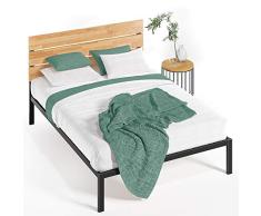 ZINUS Paul de 36 cm Estructura de cama de metal y madera, Somier de listones de madera, Fácil montaje, 150 x 200 cm, Natural