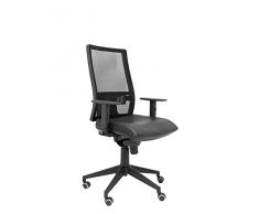 Piqueras y Crespo Modelo Horna Silla de Oficina ergonómica con Mecanismo sincro y Regulable en altur Piel Negro SIN CABECERO, Acacia, Black, Talla Única