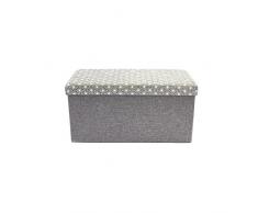 THE HOME DECO FACTORY HD3169 - Baúl de Almacenamiento Tipo Banco Plegable de Lino, Color Gris M2, de 76 x 37,5 x 37,5 cm