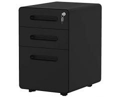 YITAHOME Archivador Rodante, Archivador Móvil de Metal con Cerradura, Archivador Bajo el Escritorio para Tamaño Legal/Carta/A4 para el Hogar/Oficina, Completamente Montado-Negro