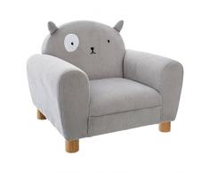 Sillón infantil con orejas de gato, gris claro