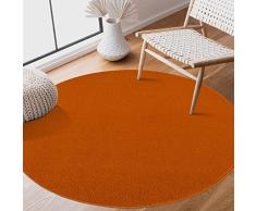 SANAT Alfombra de Pelo Corto para salón, Lisa, Moderna, para Dormitorio, Estudio, Oficina, Pasillo, habitación de los niños y Cocina, Naranja, 120 cm, Redonda
