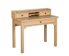 MEUBLE COSY Escritorio con Almacenamiento y 3 cajones, tocador, Mesa de Ordenador Infantil, Puestos de Trabajo informáticos de Madera, Marrón, 100x50x90cm